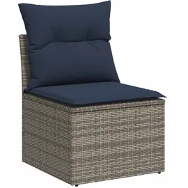 vidaXL 8-teiliges Gartensofa-Set mit Kissen, grau, Polyrattan