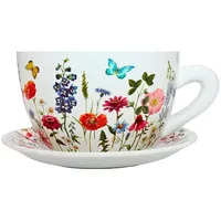 Dekohelden24 Blumentopf, Pflanztasse, Pflanzkübel, Pflanzgefäß, Übertopf aus Keramik bunt