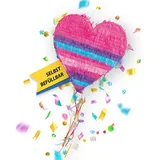 Party Factory Pinata Pinata Rosa-blaue Herz, mit Ziehbändern blau|rosa