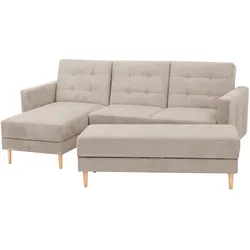 Tchibo - Federkern-Eckschlafsofa »Just More« mit Stauraumbank - 222x144x92cm - Polyester / Leder / Buchenholz