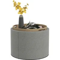 HOMCOM Ottomane Runder Sitzhocker Polsterhocker mit Stauraum und Klappdeckel in Grau Leinenoptik Ø56 x 42 cm für Wohnzimmer Schlafzimmer   Aosom.de