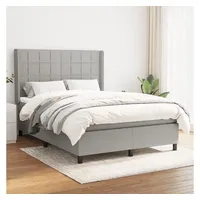 VidaXL Boxspringbett mit Matratze Hellgrau 140x200 cm Stoff