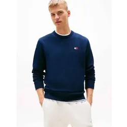 Tommy Jeans für Herren. DM0DM20660 Blaues Tommy Plüsch-Sweatshirt mit Tommy-Aufnäher (XXL), Lässig, Baumwolle