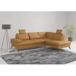Ecksofa SIT & MORE "Morris L-Form, inkl. Sitztiefenverstellung", gelb (curry), B:262cm H:82cm T:212cm, Sofas, wahlweise mit Armteilverstellung, Bettfunktion & Bettkasten