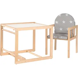 roba Kombihochstuhl ‚Little Stars‘ Hochstuhl wandelbar zu Tisch & Stuhl, Holz natur, Sitz gepolstert