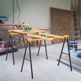 DURHAND 2er-Set Arbeitsbock Sägepferd Klappbar Unterstellbock rutschfest Metall Gelb 99,5 x 50 x 76 cm