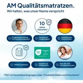 AM Qualitätsmatratzen Orthopädische 7-Zonen Taschenfederkernmatratze 100x220 cm H2 | 100/220 | Federkernmatratze | Härtegrad H2 | 7 Zonen |