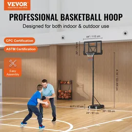 Vevor Basketballkorb Schwarz 122–305 cm