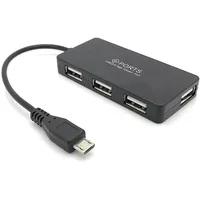 BerryBase 4 Port Micro USB 2.0 OTG Hub schwarz