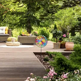 Relaxdays Windrad Gartenstecker 73,5 x 35,5 cm Mehrfarbig