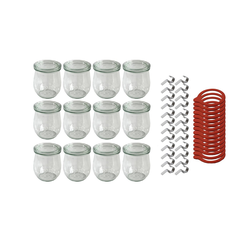 Weck Einmachglas Sturzgläser mit Deckel − Einmachglas 12−teilig − 220 ml − Einweckglas inkl. Gummiringe und Weckklammern, Glas, (12-tlg)