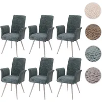Mendler 6er-Set Esszimmerstuhl HWC-G55, Stuhl mit Armlehne, Edelstahl gebürstet