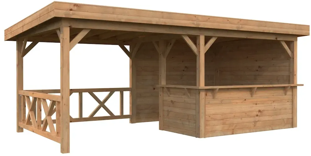 Palmako Carport/Pavillon Connect Lenna 16,6 m2 Set 310 hellbraun tauchgrundiert