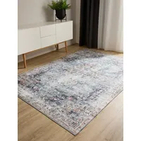 benuta Teppich George, rechteckig, Höhe: 5 mm, Vintage-Look, Kurzflor, Teppich Wohnzimmer, Schlafzimmer, Waschbar blau rechteckig | 200 cm x 300 cm x 5 mm