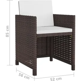 vidaXL Garten-Essgruppe 9-tlg. Tisch 109 x 109 cm braun