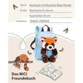 NICI Rucksack mit Roter Panda Plüschtier - blau