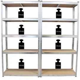 Trutzholm 2x Schwerlastregal 180x90x40 cm 875 kg mit 5 Böden je Regal