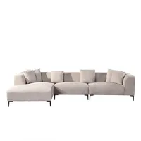 Home Deluxe Ecksofa Torino - Farbe: Beige, Ausführung: Links - 344 x 74 x 178 cm I Samtsofa, Sofa, Wohnlandschaft
