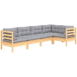 vidaXL Garten-Lounge-Set 5-tlg. grau Kiefernholz