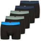 SCHIESSER Herren Boxershorts 5er Pack - 95/5 Organic, Cotton in Schwarz/Blau/Grün M