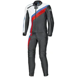 Held Medalist Twee stuk motorfiets leder pak, zwart-wit-rood-blauw, 98 Voorman