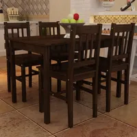 Duolm Esstisch Holztisch mit 4 Holzstühlen Esszimmerset braun