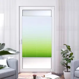 K-HOME Plissee Farbverlauf Sunrise 65 x 130 cm Grün/Weiß