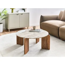 Beliani Luno Beige Mangoholz 80 x 37 cm
