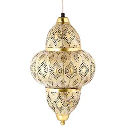 Marokkanische Pendelleuchte Noumi 42cm Shabby Weiß-Gold - Handarbeit