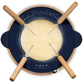 h.koenig La Fonderie 1890 Fondueset aus Gusseisen für 4 Personen Mont d'Arbois, spritzwassergeschützter Deckel, 4 Gabeln, Fassungsvermögen 1,2 l