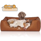 Knuffelwuff Orthopädisches Hundebett Chesapeake aus Laser gestepptem marmoriertem Kunstleder XL 105 x 75cm Rusty - Abnehmbarer Bezug - leicht zu reinigen - für große, mittelgroße und kleine Hunde