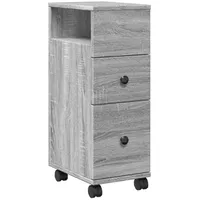 vidaXL Badschrank Schmal mit Rollen Grau Sonoma Holzwerkstoff