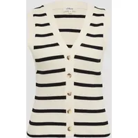 S.Oliver Geringelte Weste mit Rippstruktur und Knopfleiste beige 44