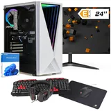 dcl24 Gaming PC Set komplett AMD Ryzen 5 5600G, AMD Radeon Grafik Vega - 1000GB SSD, 16GB DDR4, Gamer PC mit 6x3.9 GHz, WLAN, 24" Monitor, Maus, Tastatur, Headset, Windows 11 Pro [19124]