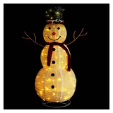 vidaXL LED-Schneemann Weihnachtsfigur Luxus-Stoff 120 cm