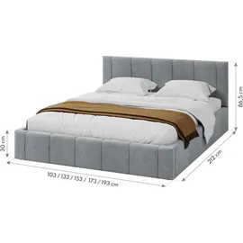 Fdm Bett FLORIDA 120x200 cm mit Lattenrost Stauraum Doppelbett Samt weiß Bettkasten
