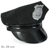 Polizei-Mütze, schwarz, Gr. 58 cm