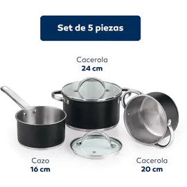 San Ignacio Topf-Set 5-tlg. 2 x Kasserolle + Stieltopf + Kochtopf