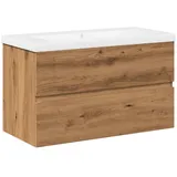 vidaXL Waschbeckenschrank mit Einbaubecken Artisan-Eiche 81x39,5x49 cm