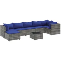 vidaXL 8-tlg Garten-Lounge-Set mit Kissen Grau Poly Rattan Modell 80