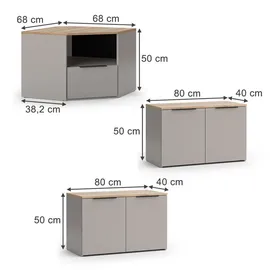Vicco Wohnwand Wido, Greige, 3 Teile, Vicco