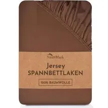 NatureMark Spannbettlaken Jersey, 70 x 140 cm, Baumwolle, für Matratzen bis 20 cm Höhe, schoko braun, 2 Stück