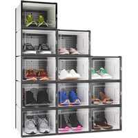 YITAHOME Schuhboxen, 12er Set, Schuhkarton stapelbar stabil, Aufbewahrungsboxen für Schuhe mit transparent Tür und Belüftungslöchern, Schuh-Organizer für Schuhe bis Größe 46, stapelbare schuhbox