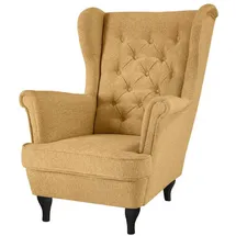 beautysofa Chesterfield-Sessel, Gelb, Textil, 1-Sitzer, 82x102x92 cm, Wohnzimmer, Sessel, Ohrensessel