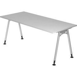 bümö Schreibtisch Schreibtisch Serie-A, Rechteck: 180 x 80 cm – Dekor: Grau grau