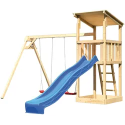 Karibu Spielturm »Anna« mit Rutsche und Doppelschaukel - blau