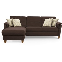 CAVADORE Schlafsofa Palera / L-Form Polstersofa mit Federkern, Schlaffunktion und Bettkasten / 244 x 89 x 163 / Mikrofaser, Braun