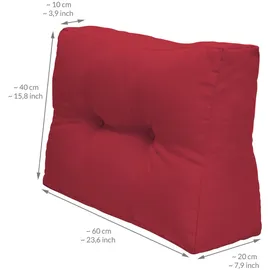 Beautissu Palettenkissen 60 x 40 x 20 cm rot 2-tlg.