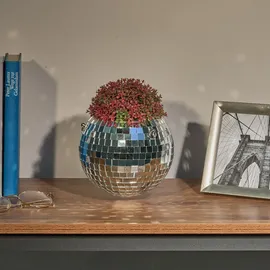 Relaxdays Discokugel Pflanzentopf hängend Ø 15 cm silber