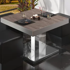 GGM Möbel Bistro Loungetisch 70 x 70 x 41 cm Light Wenge/Edelstahl